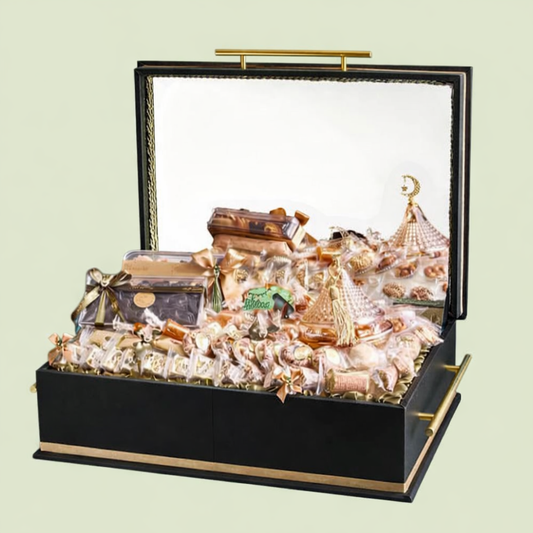 Midnight Crescent Leather Box | Luxury Ramadan Gift Arrangement by Panache