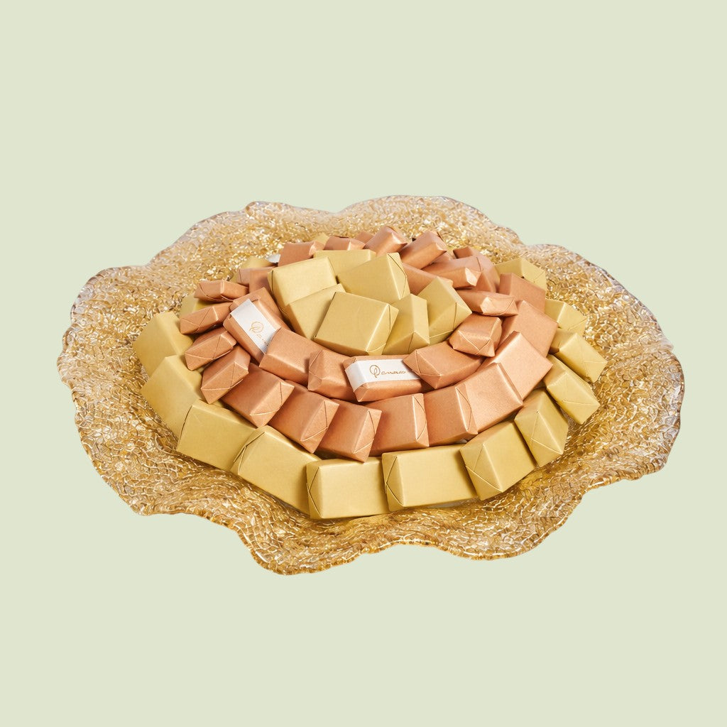 Glass Wavy Gold Chocolate Gift | Luxury Gift Arrangement by Panache