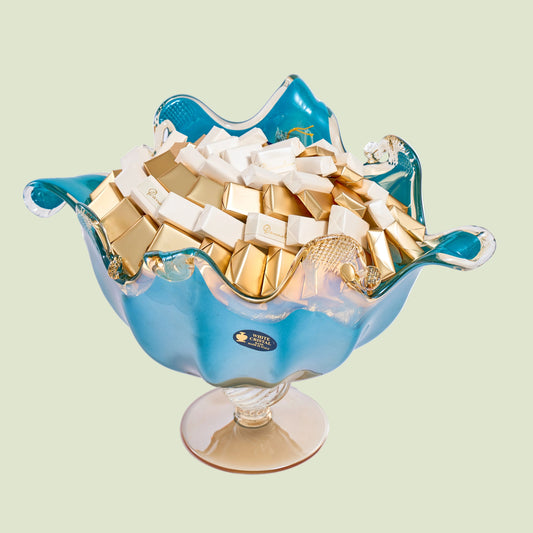 Murano Crystal Round Flowers Vase Chocolate Gifts | Luxury Gift Arrangement by Panache