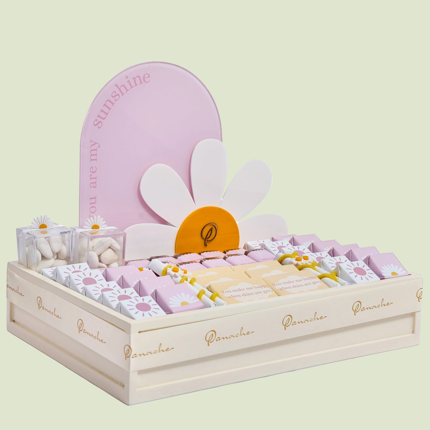 Baby Girl Sunshine Wooden Tray | Luxury Gift Arrangement by Panache