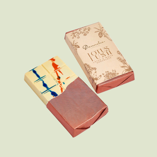 Lotus Lush Bar white chocolate pieces showing lotus filling and biscuit crunch texture