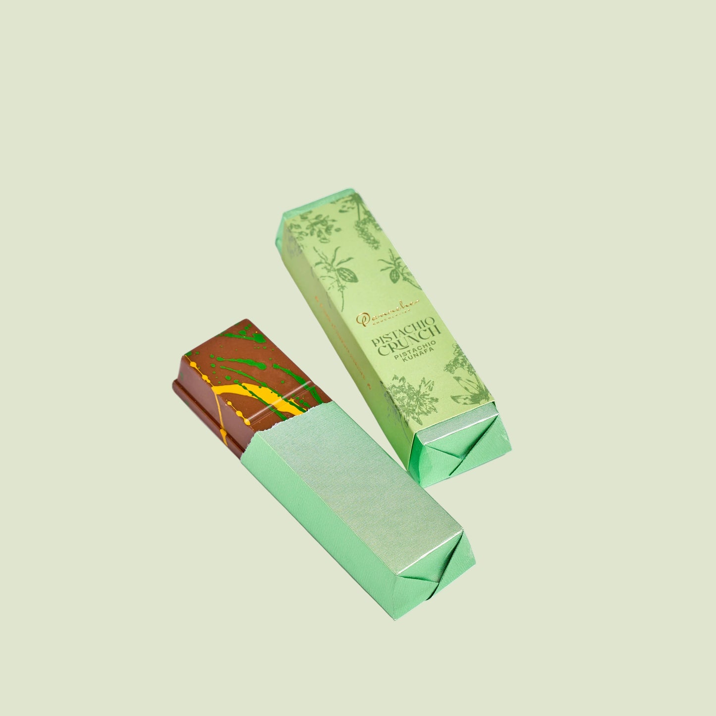 Pistachio Crunch Bar (Mini) packaging – Belgian pistachio kunafa chocolate bar