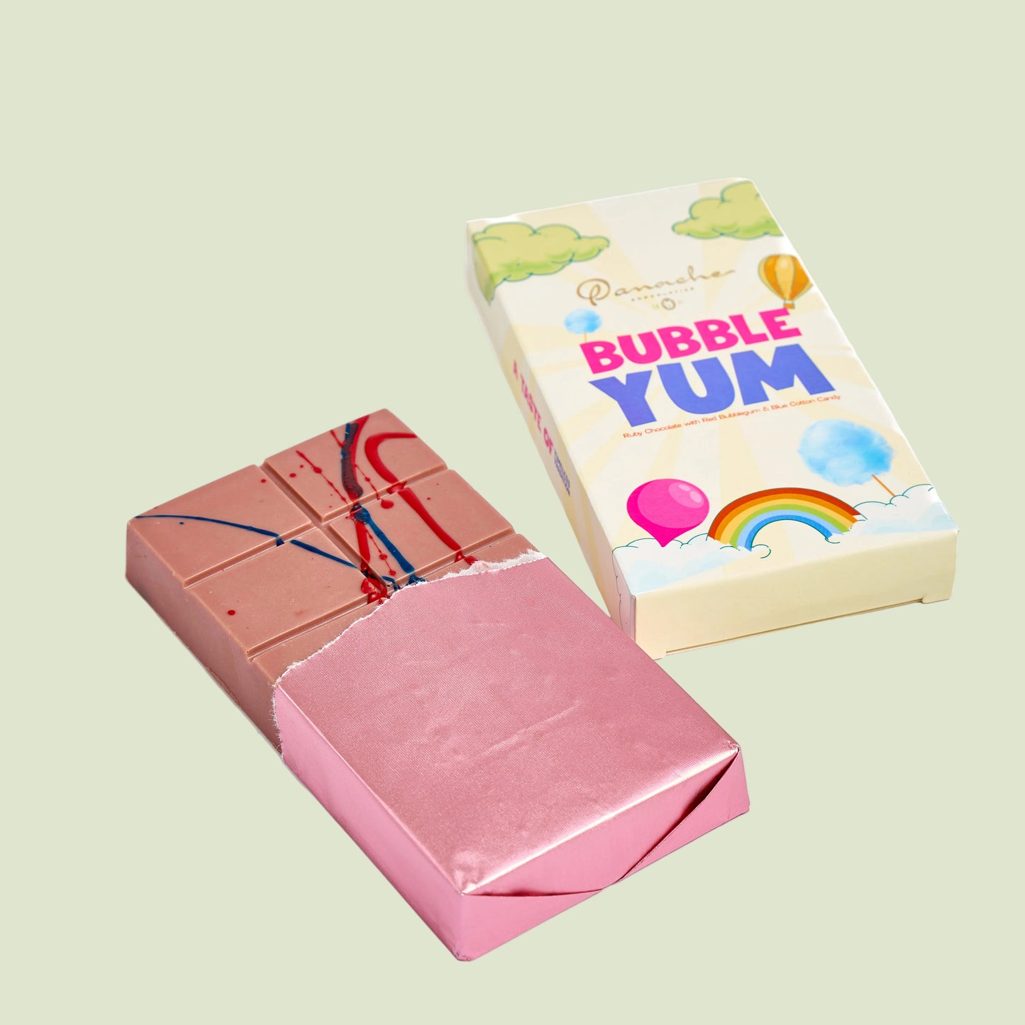 Bubble Yum Bar (Mini) ruby chocolate pieces with bubble gum flavor notes and smooth texture