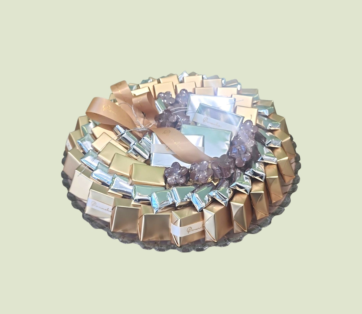 Grand Gold & Silver Chocolate Glass Tray Arrangement