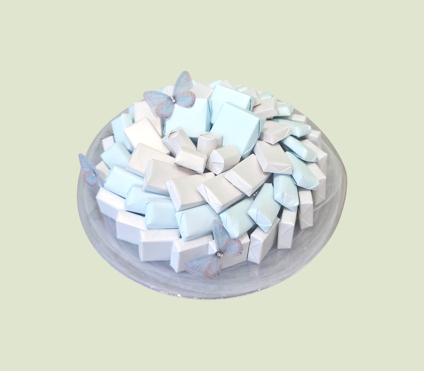 Ethereal Blue & White Butterfly Chocolate Glass Platter