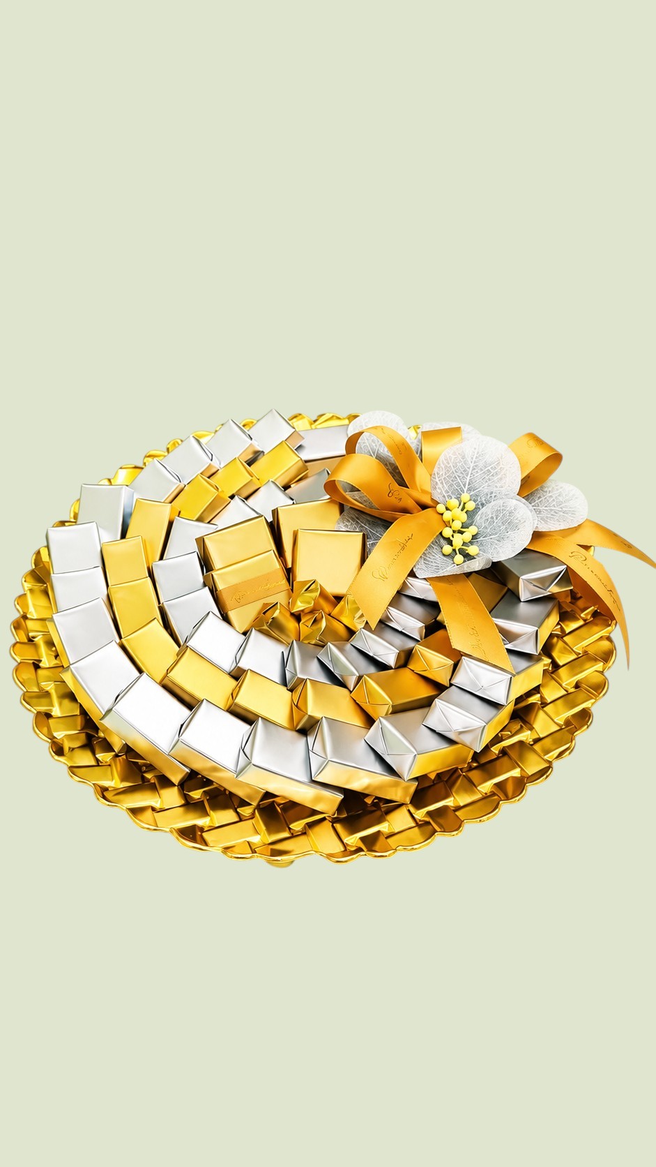 Golden Elegance Luxury Wrapped Chocolate Arrangement | Premium Chocolate Gift Tray by Panache