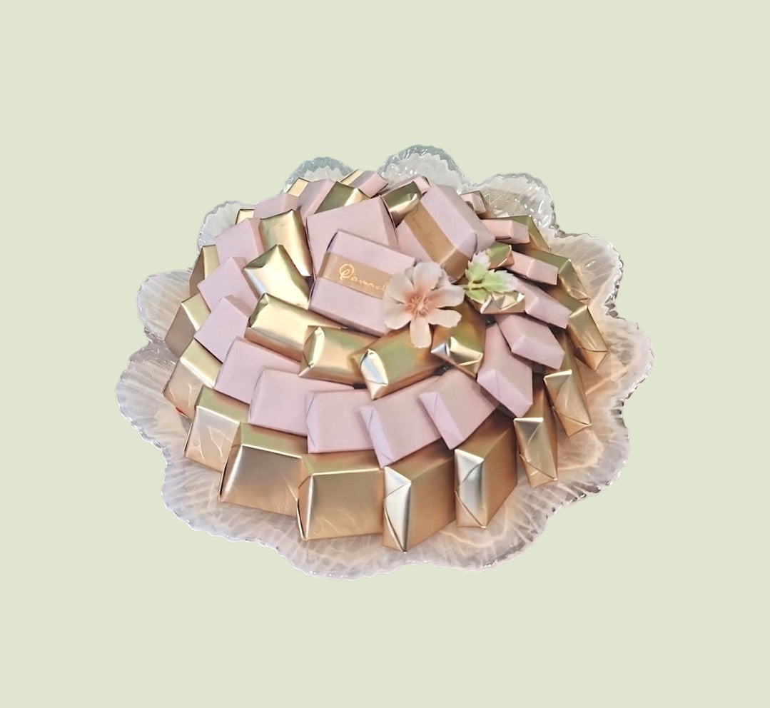 Blushing Pink & Gold Chocolate Glass Tray