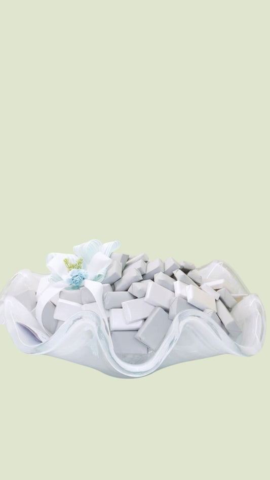 Serene Opalescent Crystal Ruffle Centerpiece | Luxury Chocolate Gift by Panache