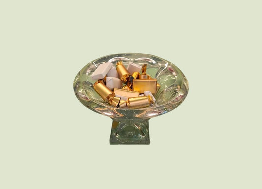 Bohemian Crystal Pedestal Chocolate Jar with Artisan Wrapped Chocolates by Panache