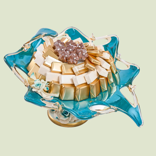 Murano Crystal Flowers Vase Chocolate Gifts | Luxury Gift Arrangement by Panache