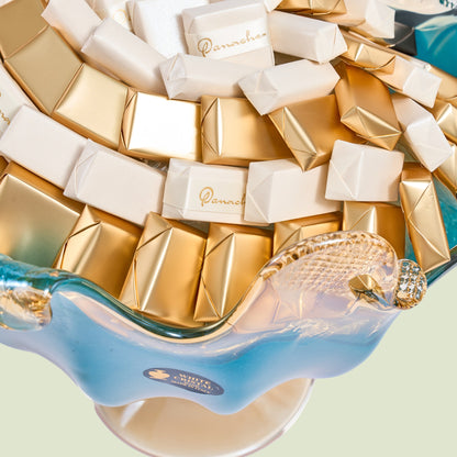 Murano Crystal Round Flowers Vase Chocolate Gifts | Luxury Gift Arrangement by Panache