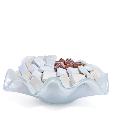 Murano Crystal Wavy White Vase