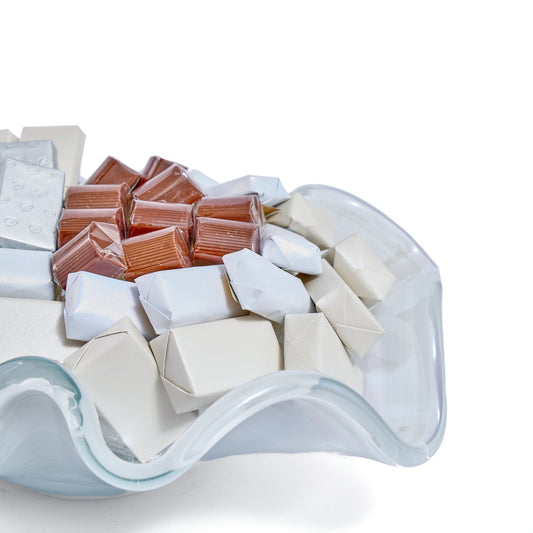 Murano Crystal Wavy White Vase