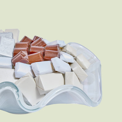 Murano Crystal Wavy White Vase Chocolate Gifts | Luxury Gift Arrangement by Panache