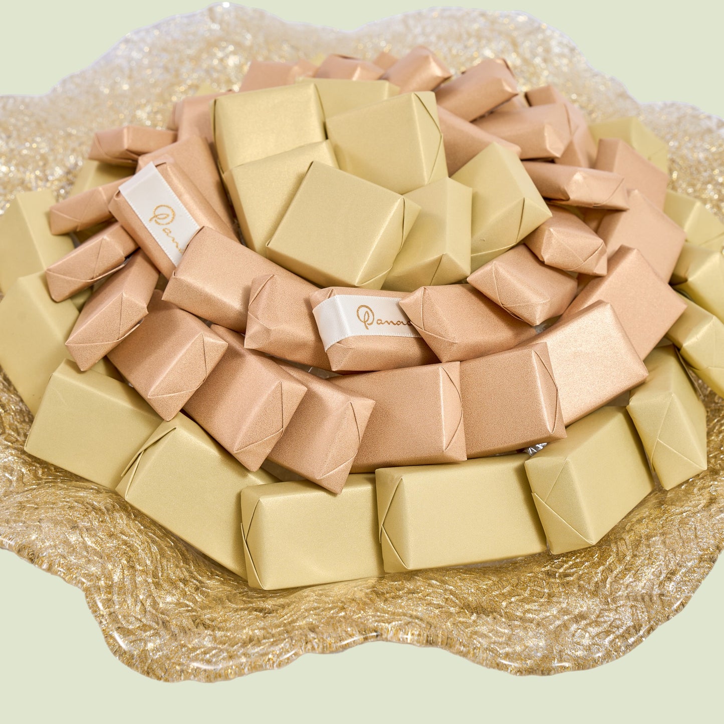 Glass Wavy Gold Chocolate Gift | Luxury Gift Arrangement by Panache