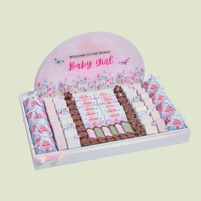 Baby Girl Wooden Tray | Luxury Gift Arrangement by Panache