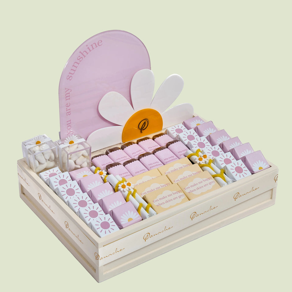 Baby Girl Sunshine Wooden Tray | Luxury Gift Arrangement by Panache
