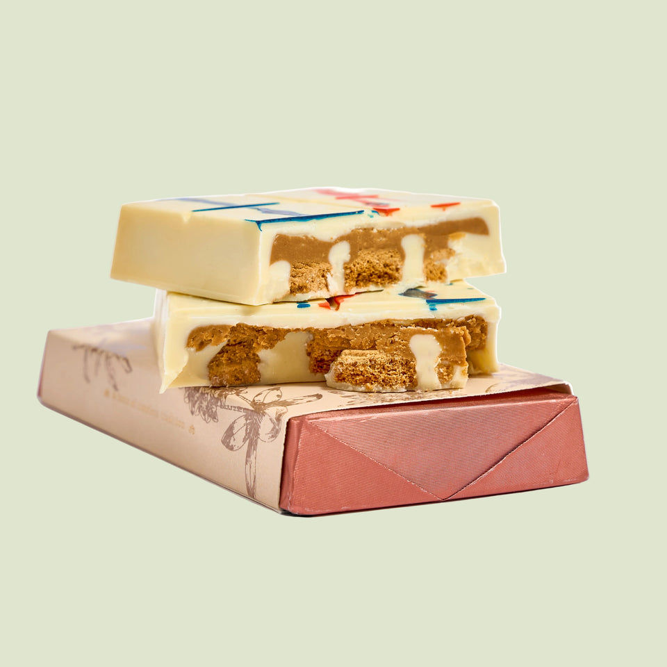 Panache Lotus Lush Bar Belgian white chocolate with lotus spread and crunchy biscuit pieces