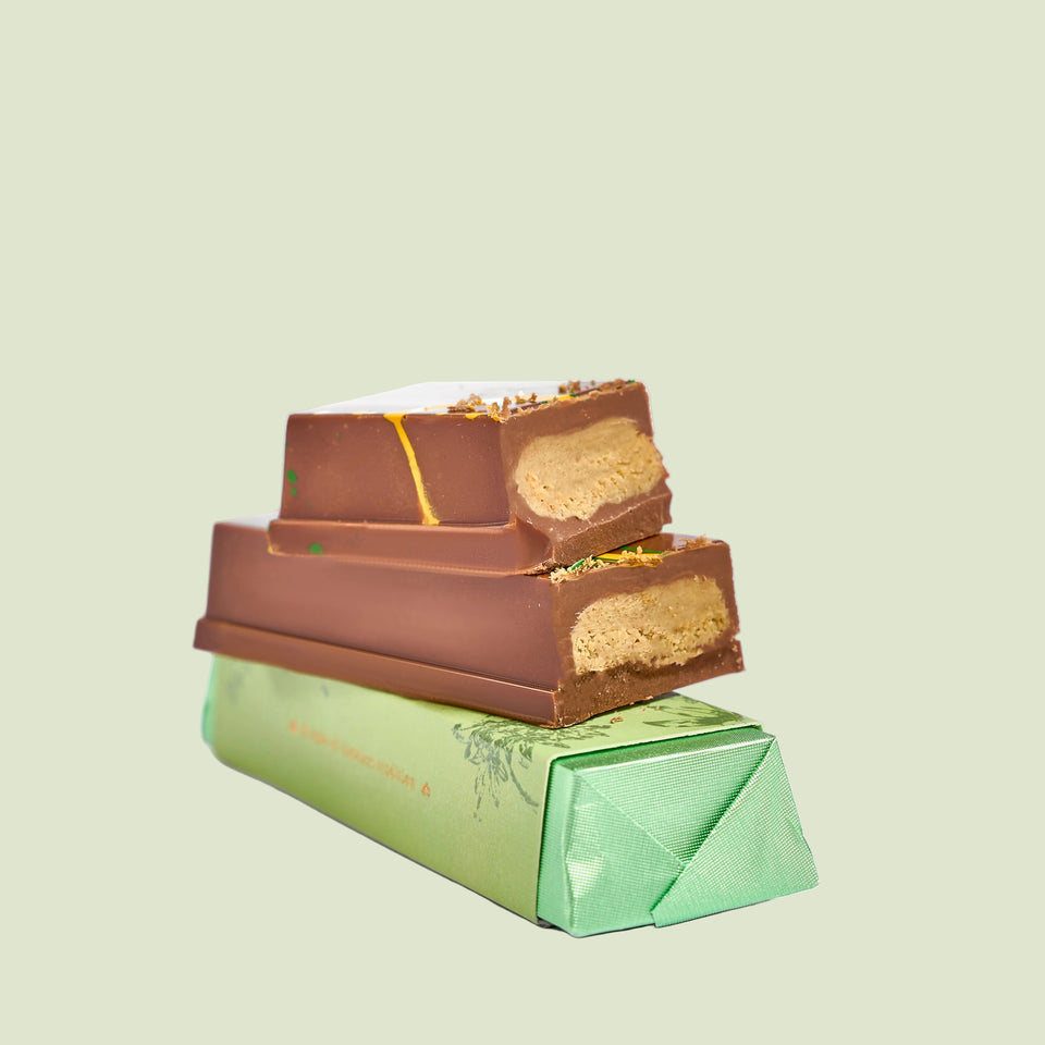 Pistachio Crunch Bar (Mini) Belgian chocolate bar with 80% pistachio filling and kunafa crunch