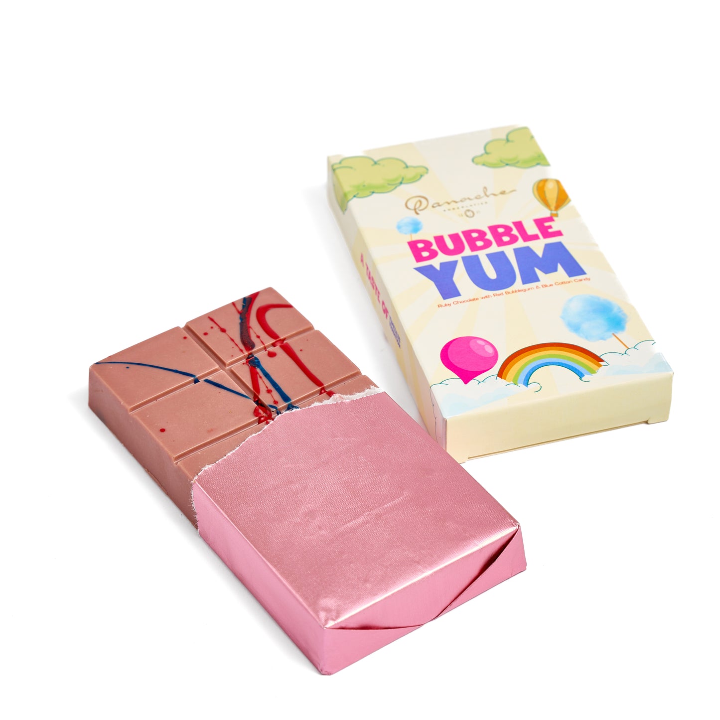 Bubble Yum Bar (Mini) ruby chocolate pieces with bubble gum flavor notes and smooth texture