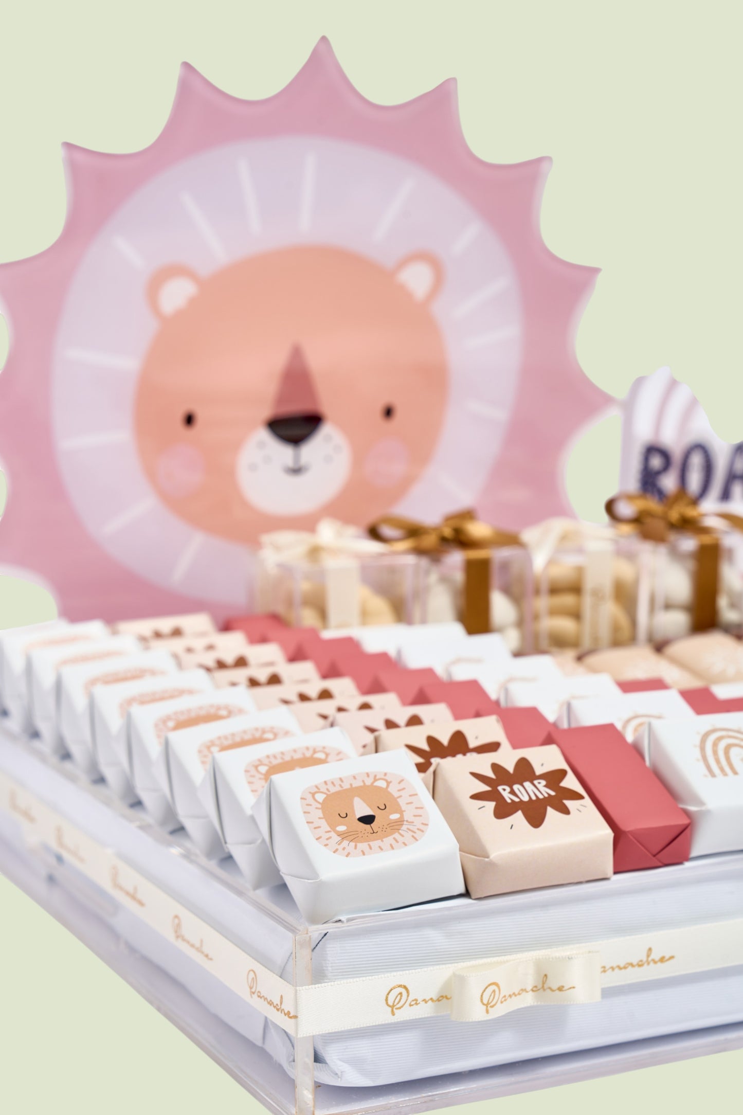 Baby Boy Lion Wooden Tray | Luxury Gift Arrangement by Panache