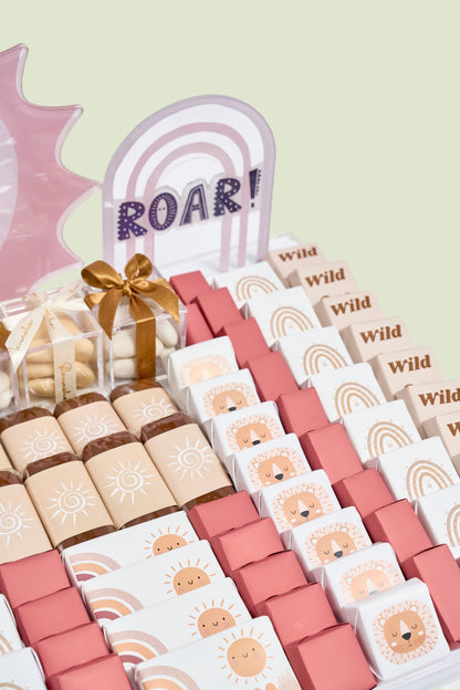 Baby Boy Lion Wooden Tray | Luxury Gift Arrangement by Panache