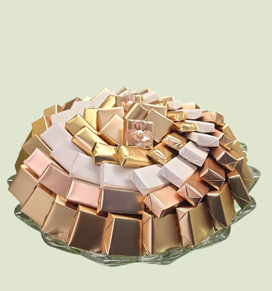 Blush Glow Tiered Arrangement | Luxury Wrapped Chocolates by Panache