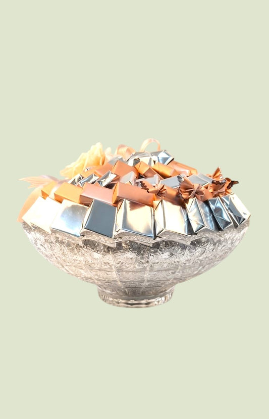 Prism Crystal Pedestal Arrangement | Luxury Wrapped Chocolates by Panache