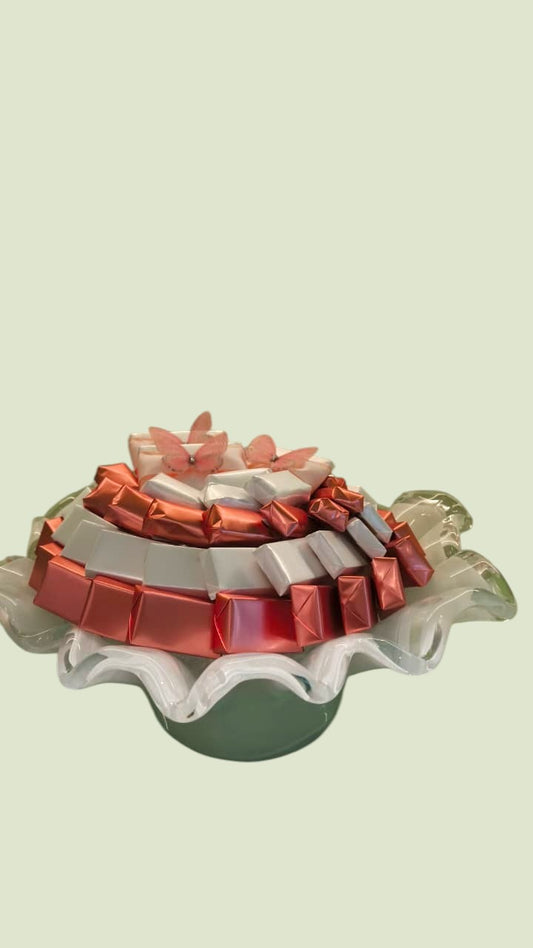 Ruffled Crystal Centerpiece with Butterfly Accents by Panache