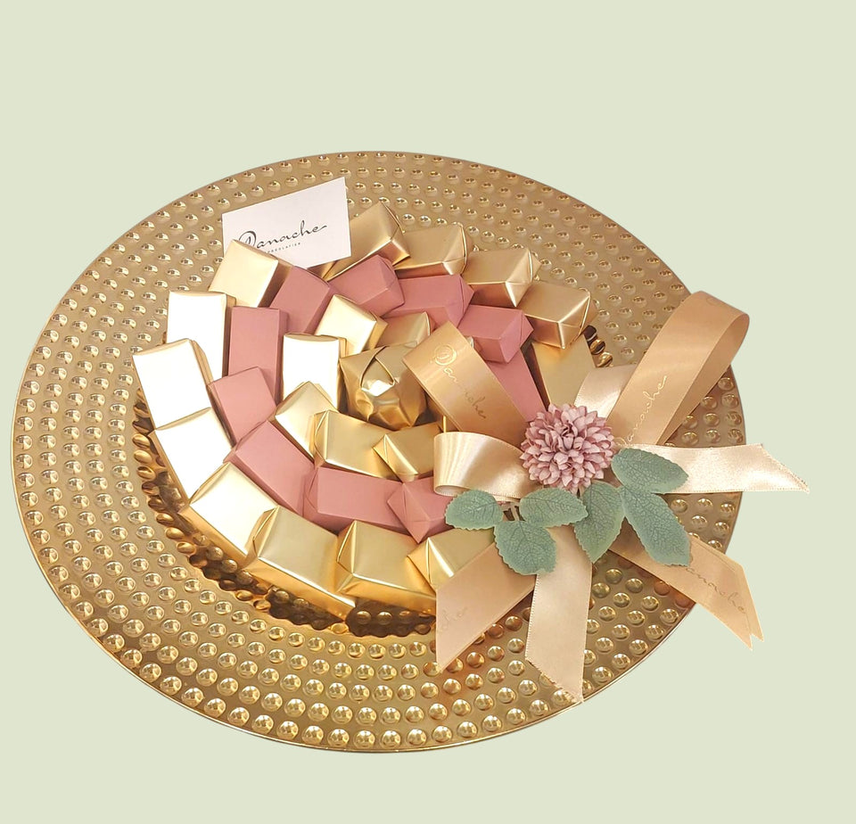 Bloom & Gold Luxury Wrapped Chocolate Arrangement | Premium Chocolate Gift Tray by Panache