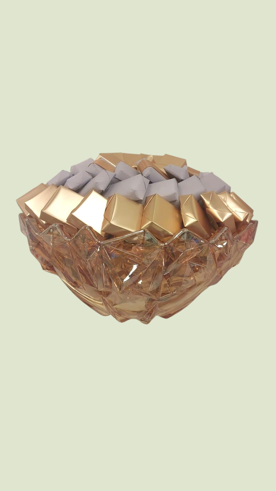 Aurora Faceted Crystal Bowl | Luxury Wrapped Chocolate Arrangement by Panache