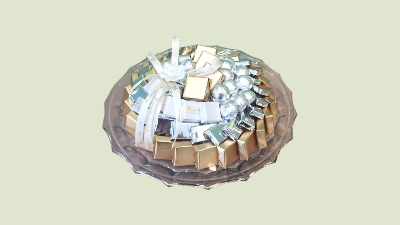 Radiant Gold & Silver Chocolate Glass Platter