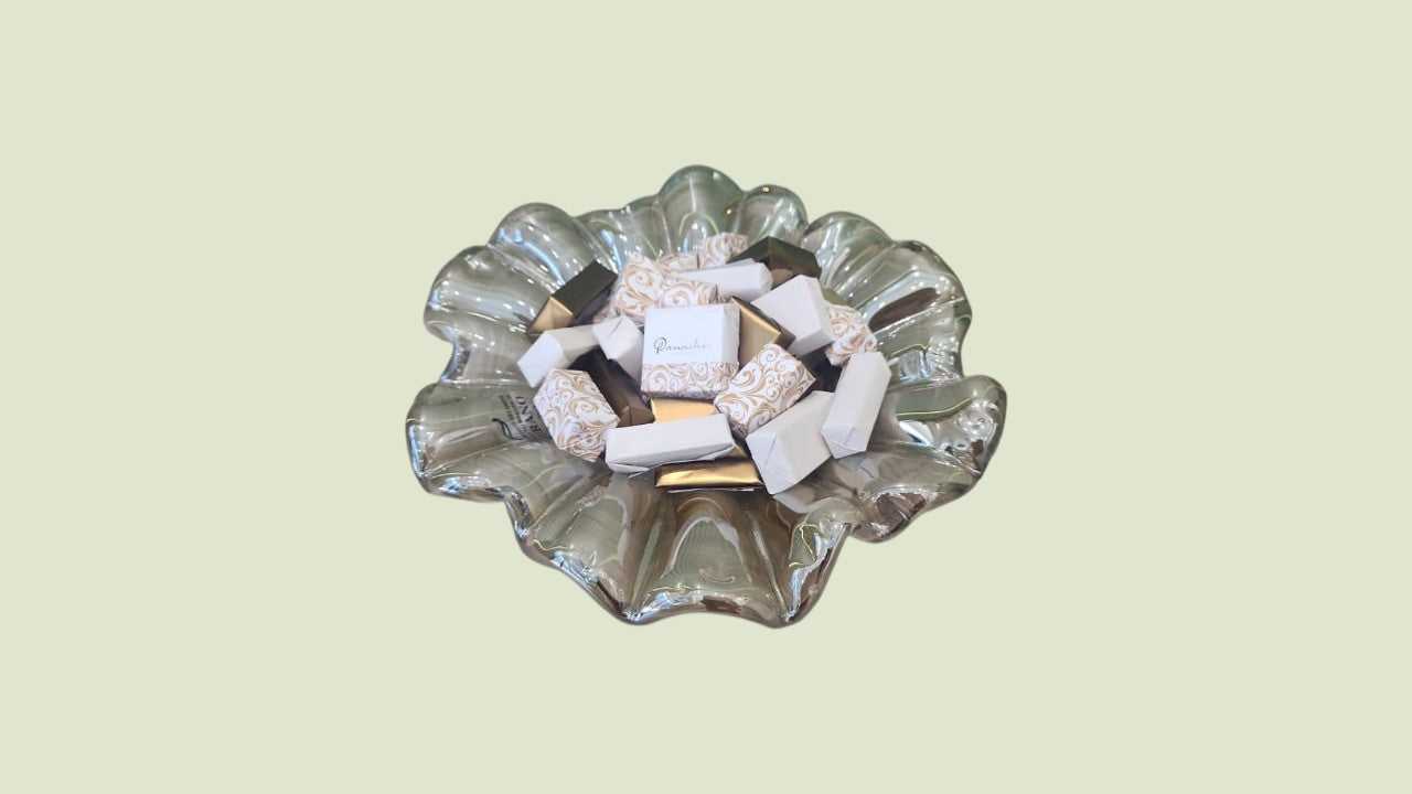 Signature Gold & White Glass Chocolate Bowl