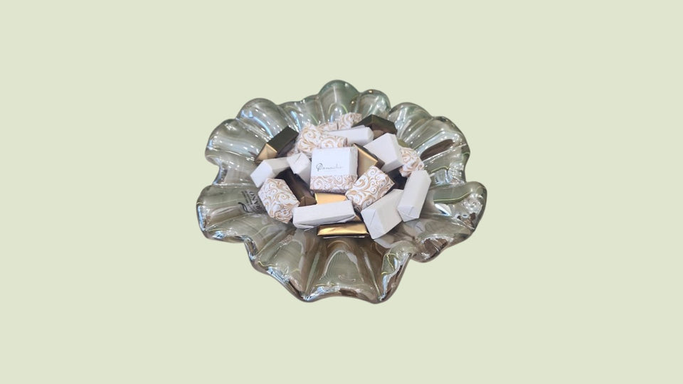 Signature Gold & White Glass Chocolate Bowl