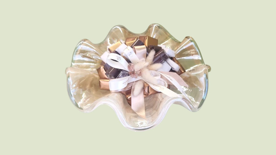 Glossy Ruffled Glass Chocolate Centerpiece