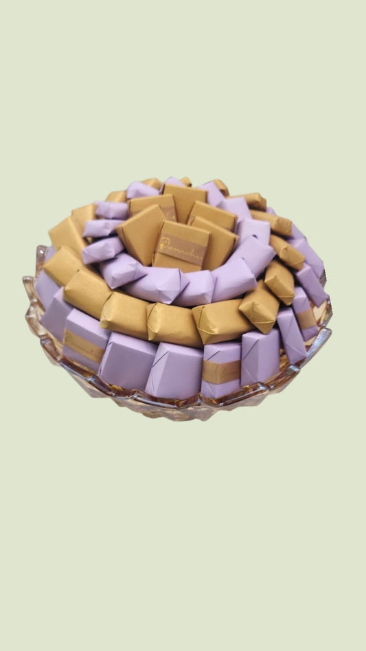 Lavender & Gold Luxury Chocolate Glass Arrangement | Panache Chocolatier