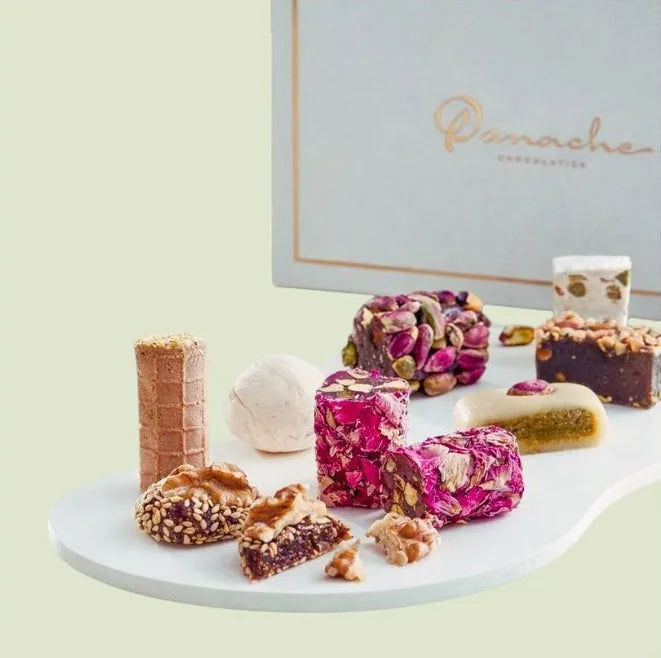 Panache oriental nougats with rose petals and nuts
